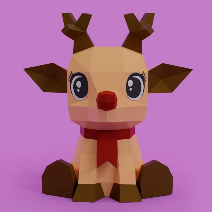 Reindeer Papercraft PDF | Christmas DIY Project | Digital Template for Decoration and Gift | Instant Download