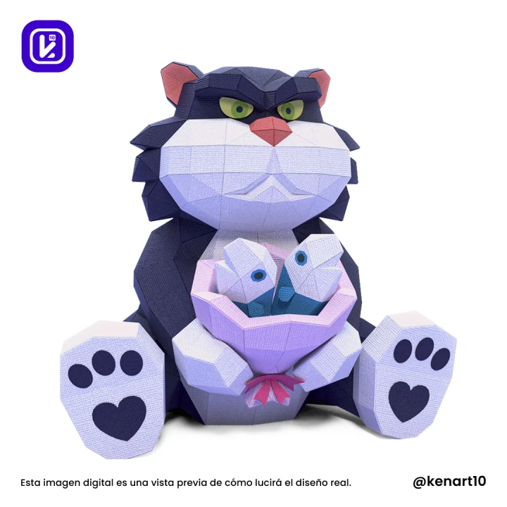 The Mischievous Cat Lucifer, Cinderella, Walt Disney Papercraft Low Poly 3d DIY Kenart10 The Mischievous Cat Lucifer, Cinderella, Walt Disney Papercraft Low Poly 3d DIY Kenart10