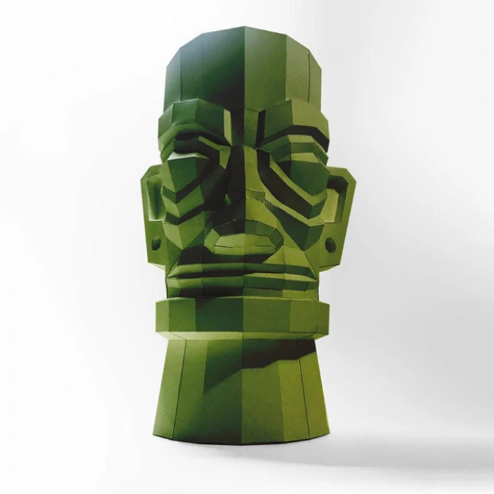Sanxingdui Mask 3D Decor Low poly Papercraft, DIY, PDF