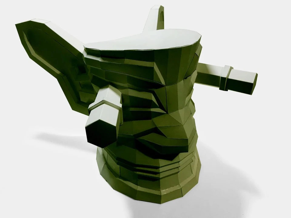 Sanxingdui II Mask 3D Decor Low poly Papercraft, DIY, PDF