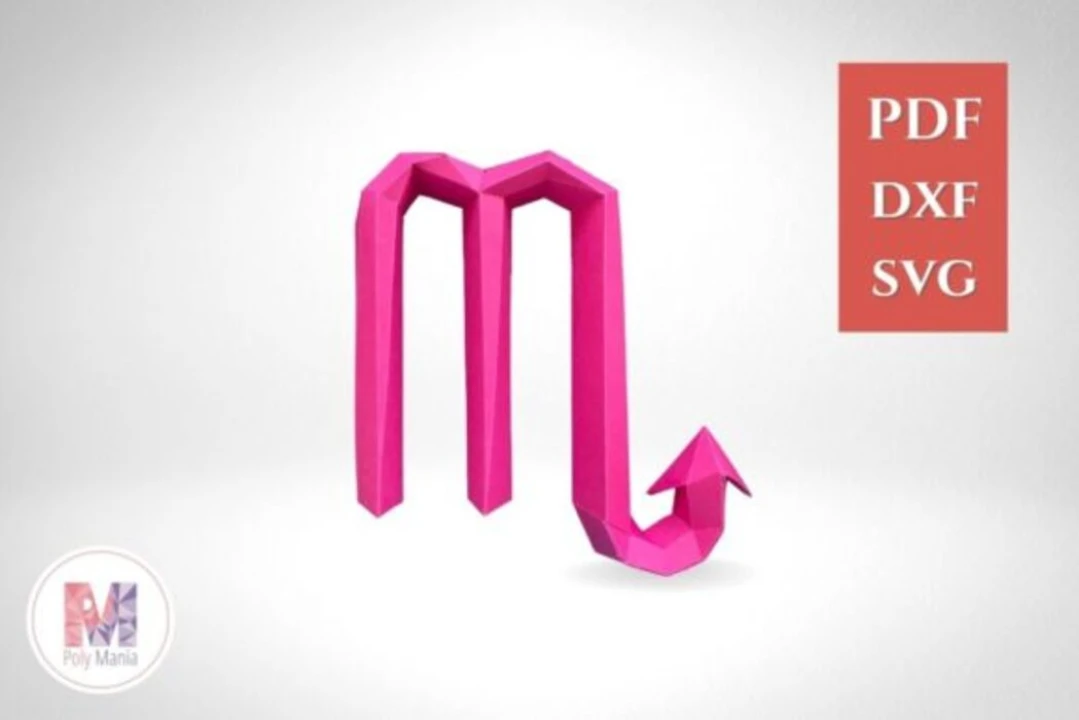 Scorpio Papercraft Template: 3D Low Poly Model (PDF, SVG, DXF)