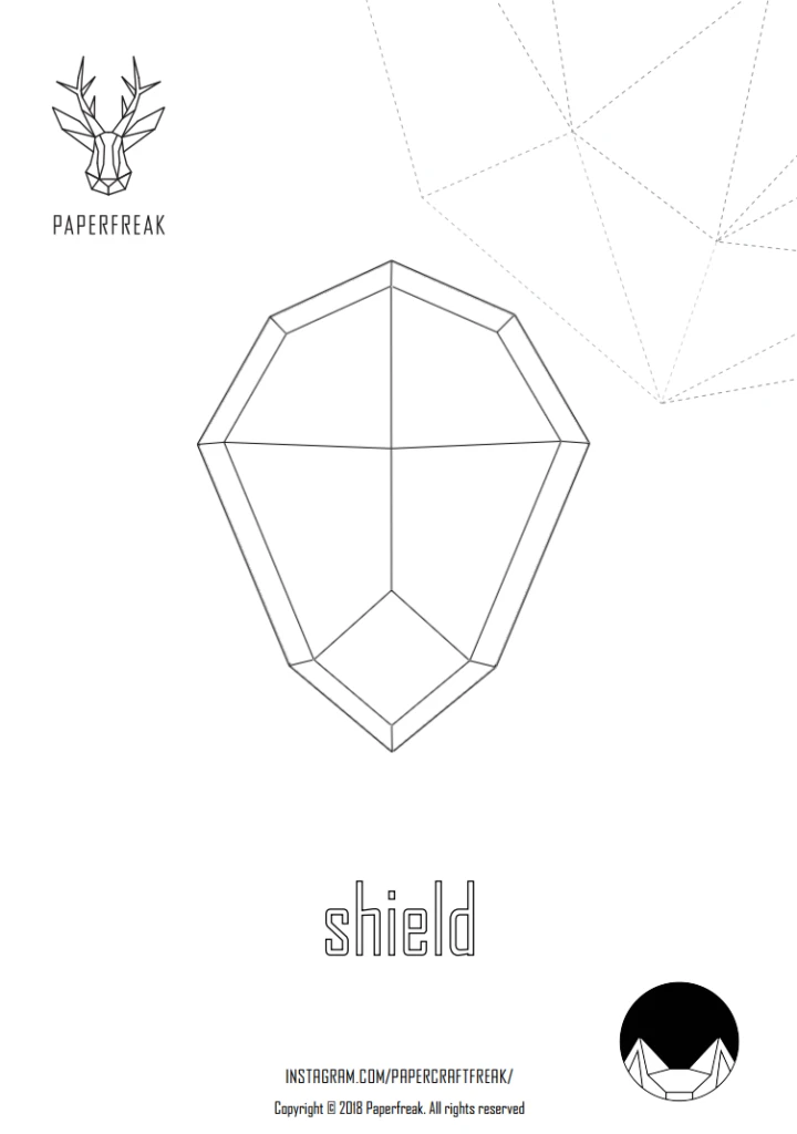 Papercraft 3D Shield Low Poly Paper Diy Template Polygonal Protective Shield Model Craft Pattern Decorative Prop