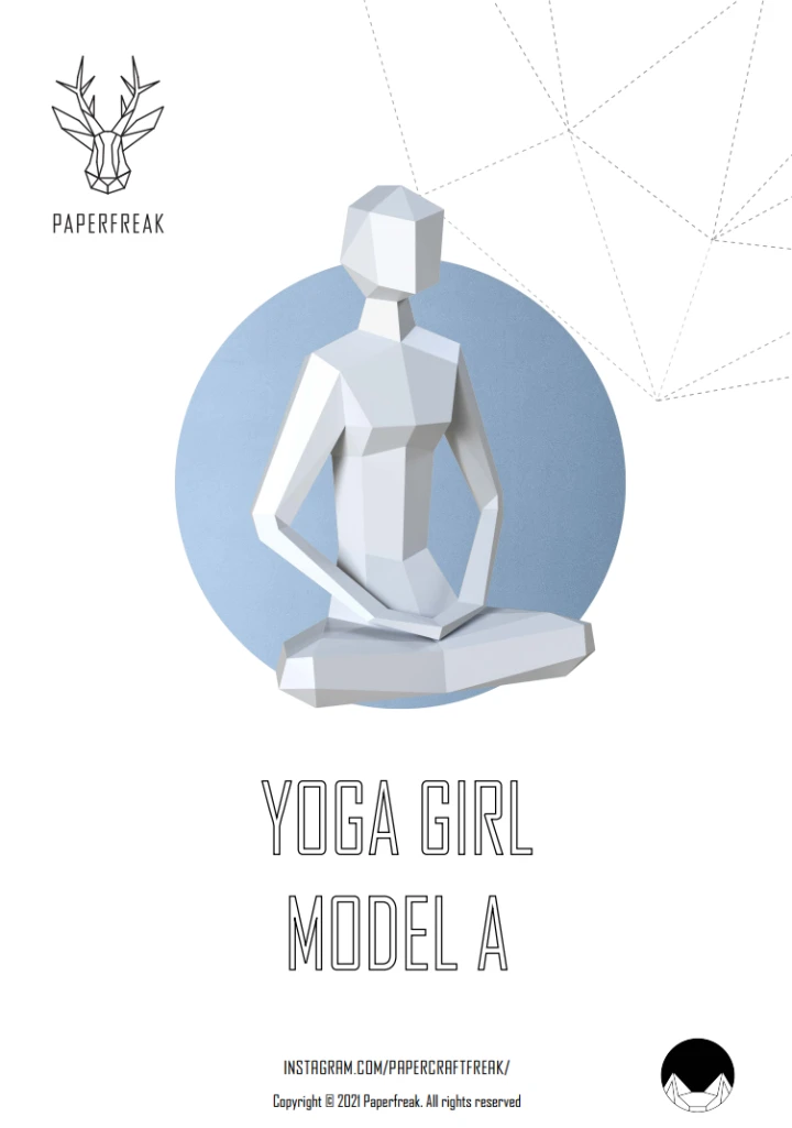 Papercraft 3D Yoga Girl Model A Low Poly Paper Diy Template Polygonal Figure