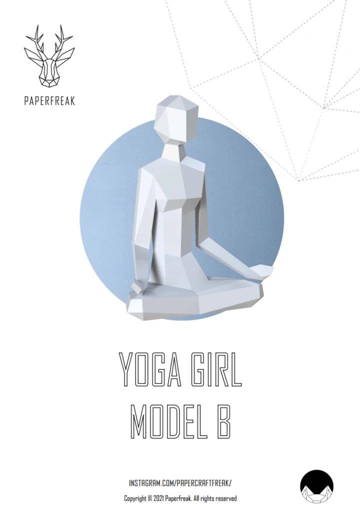 Papercraft 3D Yoga Girl Model B Low Poly Paper Diy Template Polygonal Figure