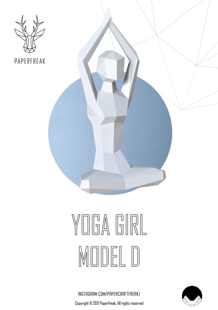 Papercraft 3D Yoga Girl Model D Low Poly Paper Diy Template Polygonal Figure