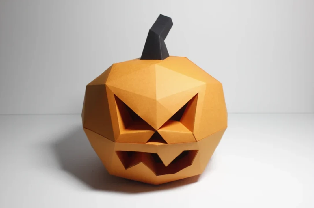 3D Paper Pumpkin: Low Poly Halloween Decor (PDF)