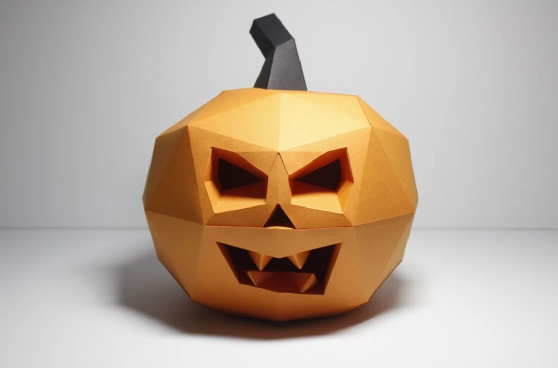 Lowpoly Halloween Pumpkin Papercraft: DIY Party Decor (PDF Pattern)