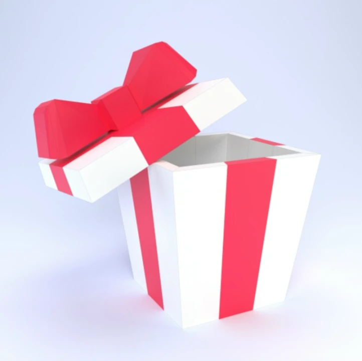 Classic Striped Gift Box Papercraft Template | DIY 3D Low Poly Present Packaging with Bow | Festive Occasion Wrapping Solution