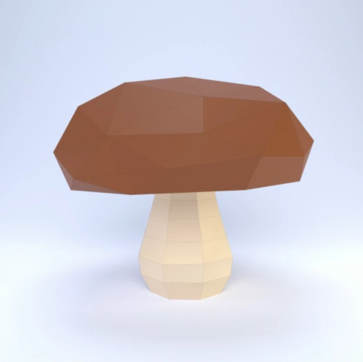 Low Poly Mushroom Papercraft Template | DIY 3D White Mushroom Sculpture | Woodland Home Decor & Nature Craft Project