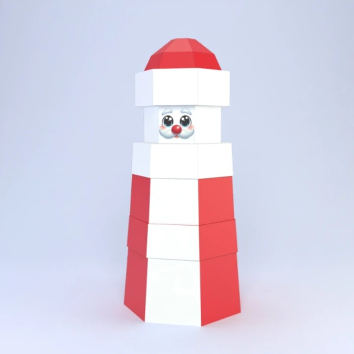 Low Poly Stacked Box Santa Claus Papercraft Template | DIY 3D Geometric Christmas Figure | Festive Holiday Decor