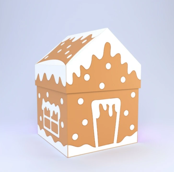 Gingerbread House Box Papercraft Template | DIY 3D Low Poly Candy House Storage | Festive Christmas Decor
