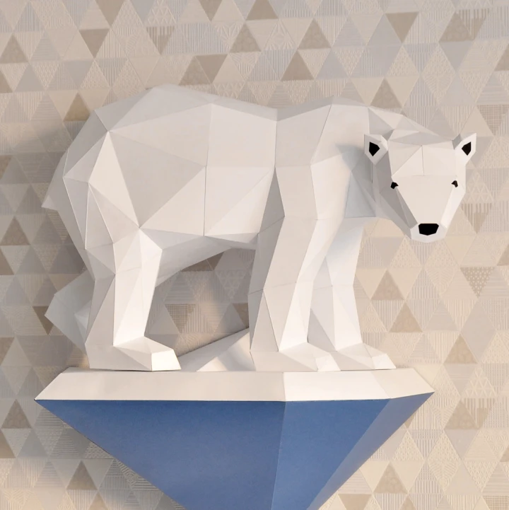 DIY Polar Bear Papercraft Template Low Poly 3D Animal Model Instant Download PDF Paper Sculpture Home Decor Wildlife Art
