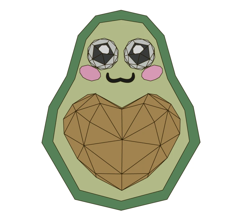 3D Papercraft Ctue Avocado Template: Low Poly DIY Sculpture (PDF Model)