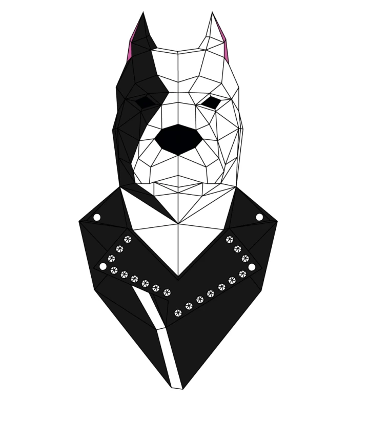 DIY Brutal Pitbull Papercraft Template Low Poly 3D Dog Model Instant Download PDF