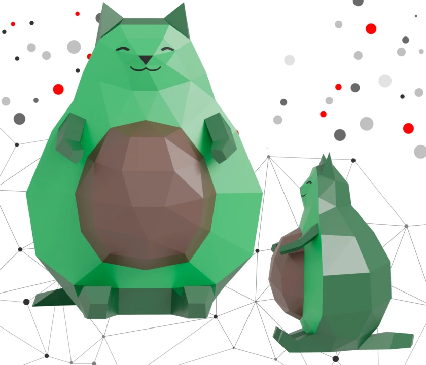 Avocat Low Poly Papercraft PDF template 3d Model Sculpture