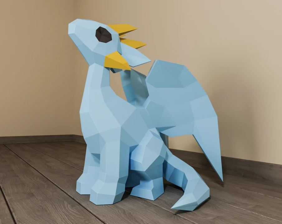 DIY Dragon Papercraft Template Low Poly 3D Mythical Creature Sculpture Instant Download PDF