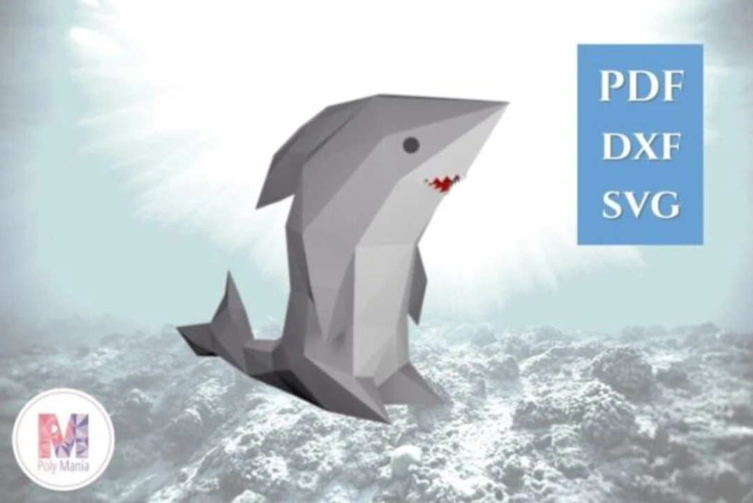 3D Baby Shark Papercraft Template: Low Poly Ocean Decor (Digital Download)
