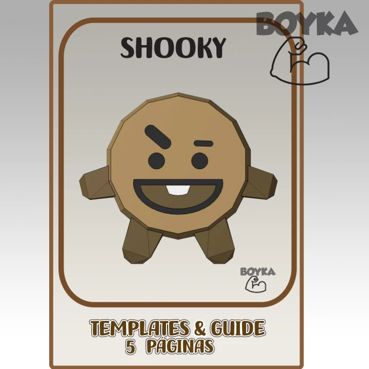 Shooky BTS21 - LINE FRIENDS Low Poly Papercraft Templates Gift DIY Decoration BOYKA