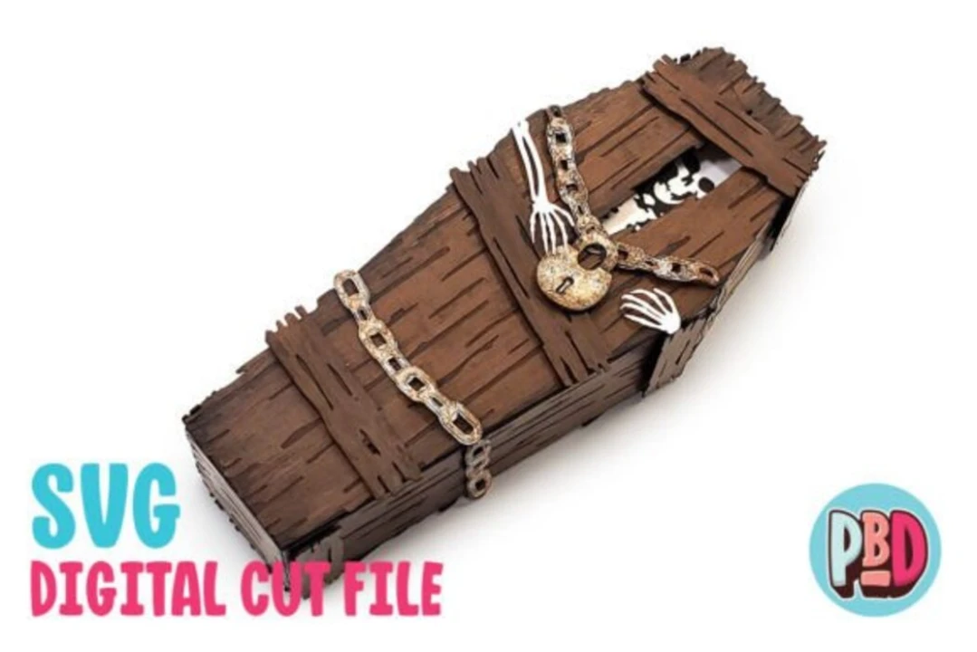 Skeleton Coffin 3D Papercraft SVG