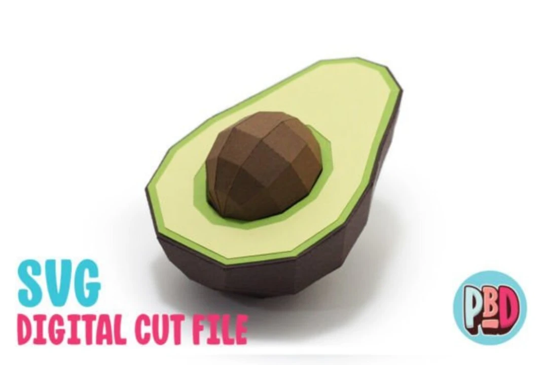 Sliced Avocado 3D Papercraft SVG