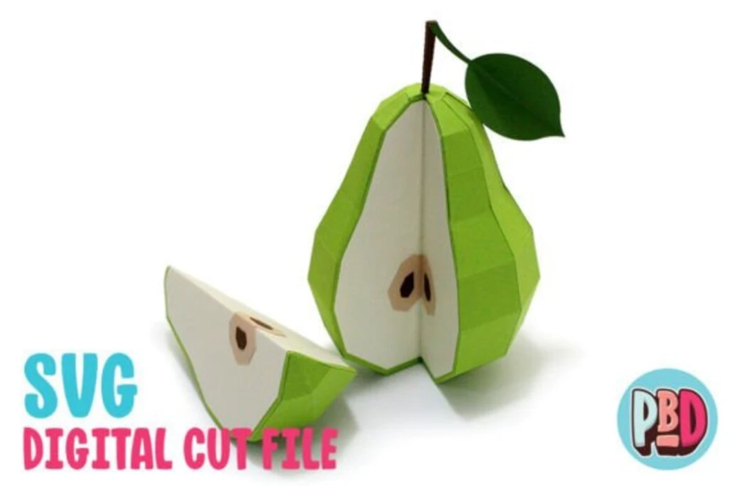 Sliced Pear 3D Papercraft SVG