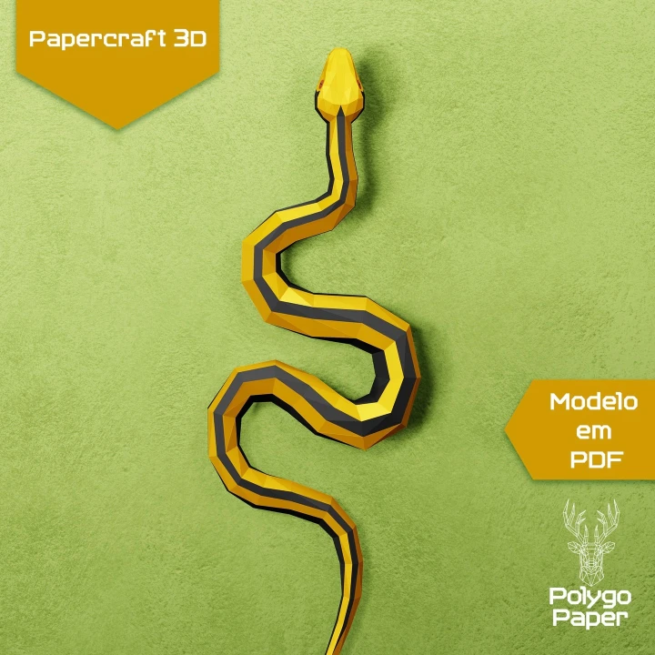 Snake 3D Decor Low poly Papercraft, DIY, PDF
