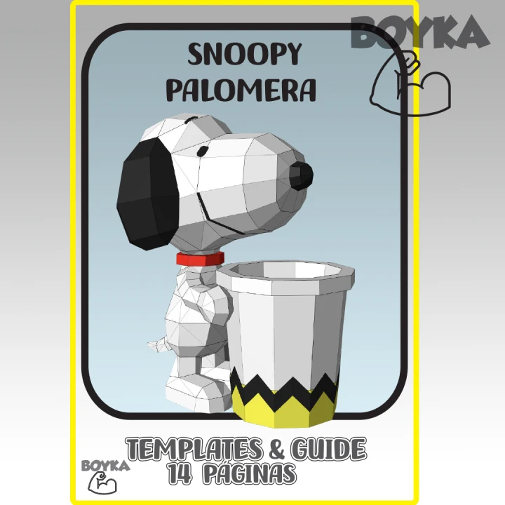 Snoopy Popcorn Pot - One Piece Low Poly Papercraft Templates Gift DIY Decoration BOYKA