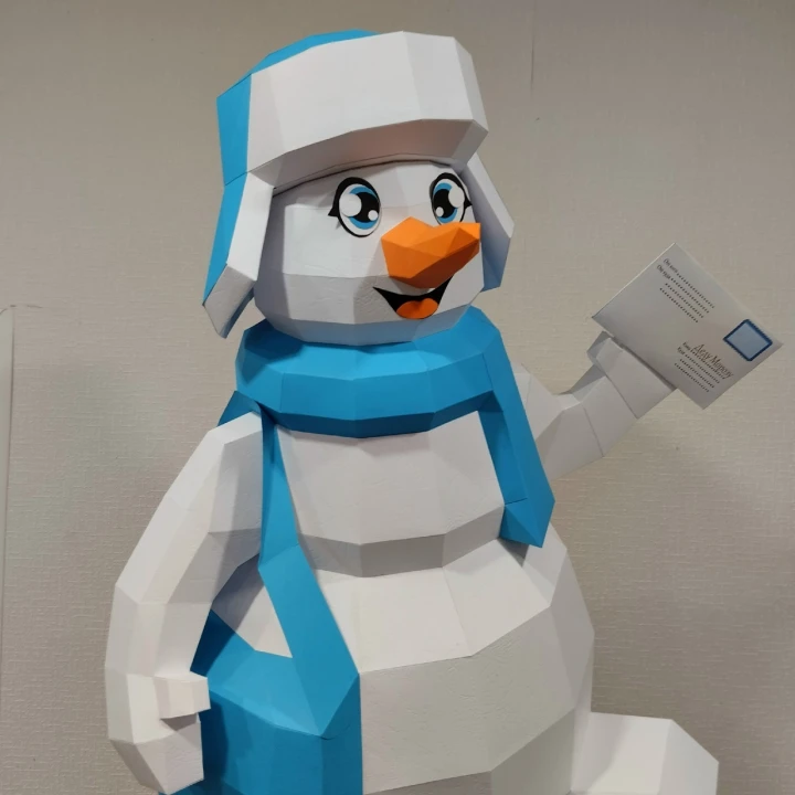 Snowman Papercraft Template - Low Poly, Pepakura PDF, DIY Handmade, Home Decoration, Creative Gifts
