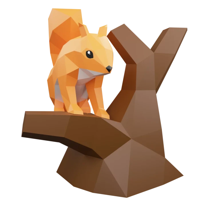 Squirrel 3d paper craft PDF | DIY 3d paper craft Squirrel model template, origami Squirrel, Squirrel low poly