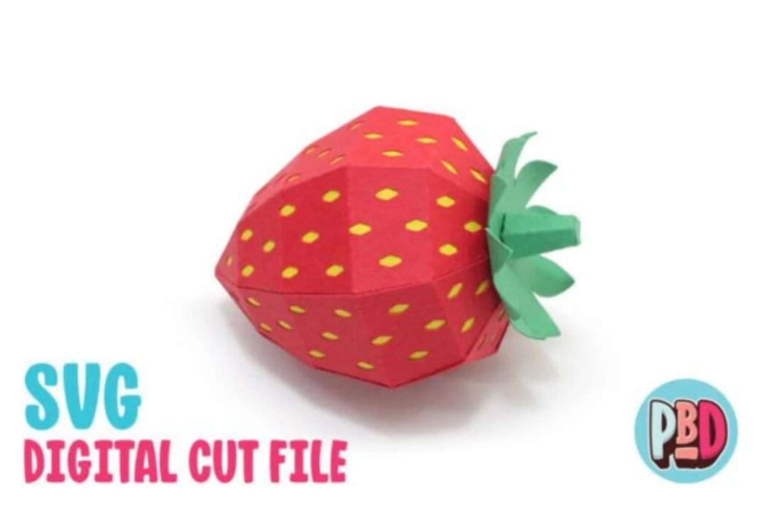 Strawberry 3D Papercraft SVG