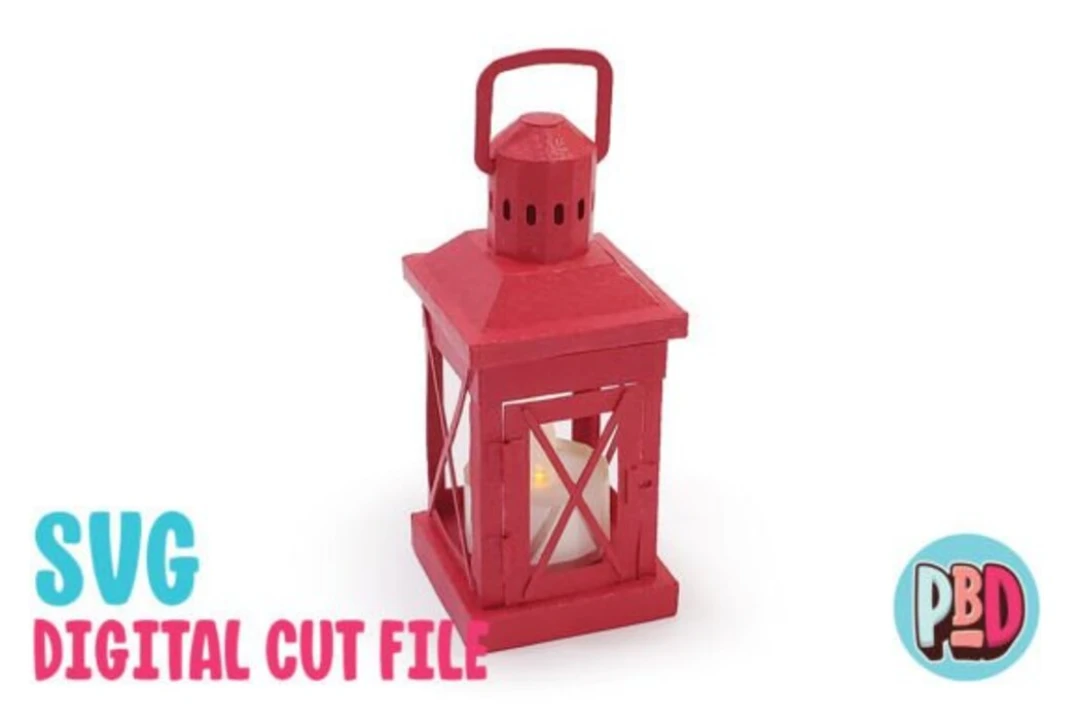 Red Tea Light Lantern Ornament 3D Papercraft SVG