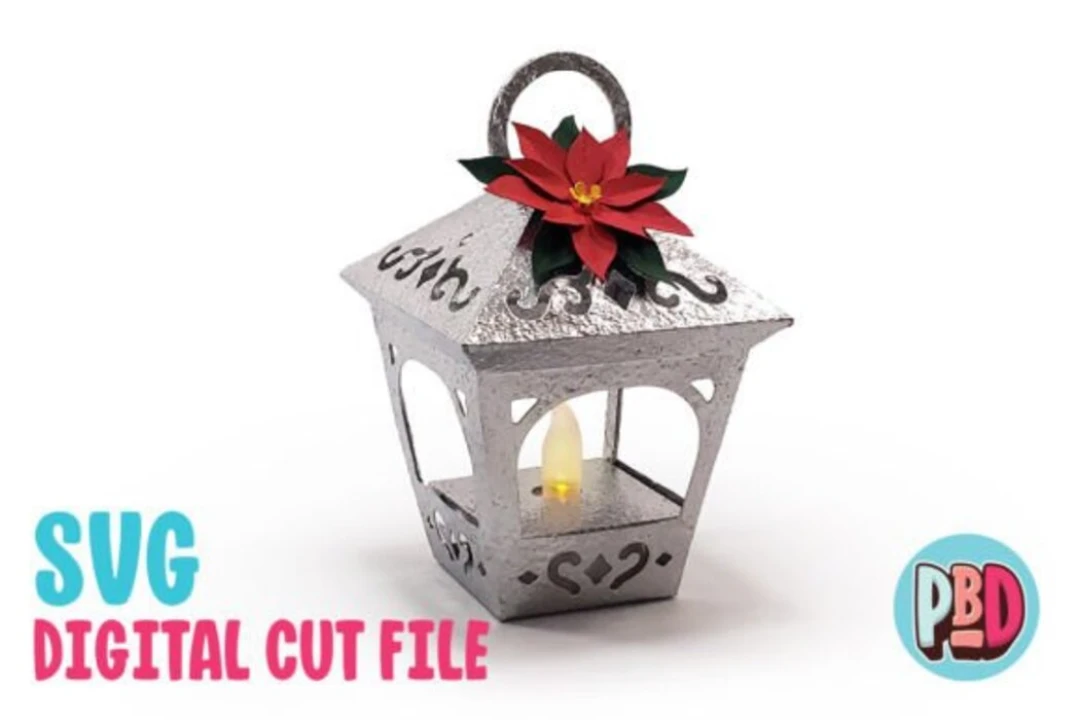 Silver Tea Light Lantern Ornament 3D Papercraft SVG