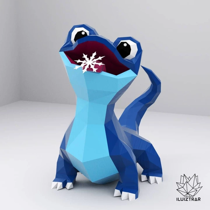 Low Poly Bruni The Salamander Papercraft Template | DIY 3D Geometric Fire Spirit Figure | Disney Frozen 2 Decor