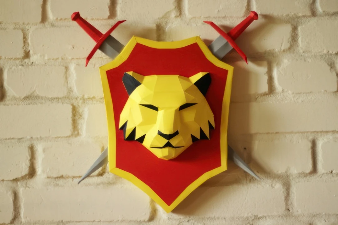 Tiger Trophy Papercraft PDF Template, DIY Paper Low Poly Sculpture Pattern, Wall Decor