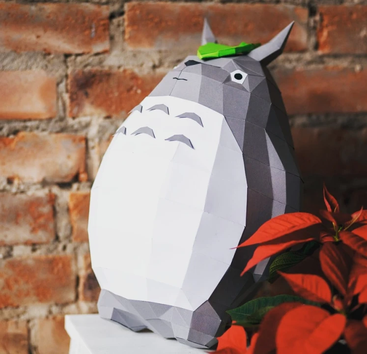 Totoro Low Poly Papercraft, Paper Sculpture, Low Poly PDF Template, DIY Decor & Gift