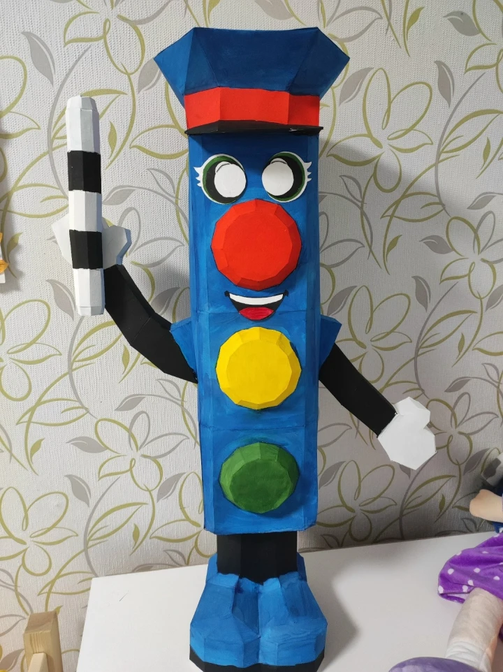 Traffic Light Papercraft Template - Low Poly, Pepakura PDF, DIY Handmade, Home Decoration, Creative Gifts