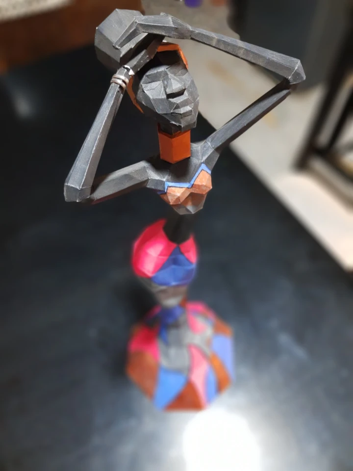 African Woman 3D Decor Low poly Papercraft, DIY, PDF