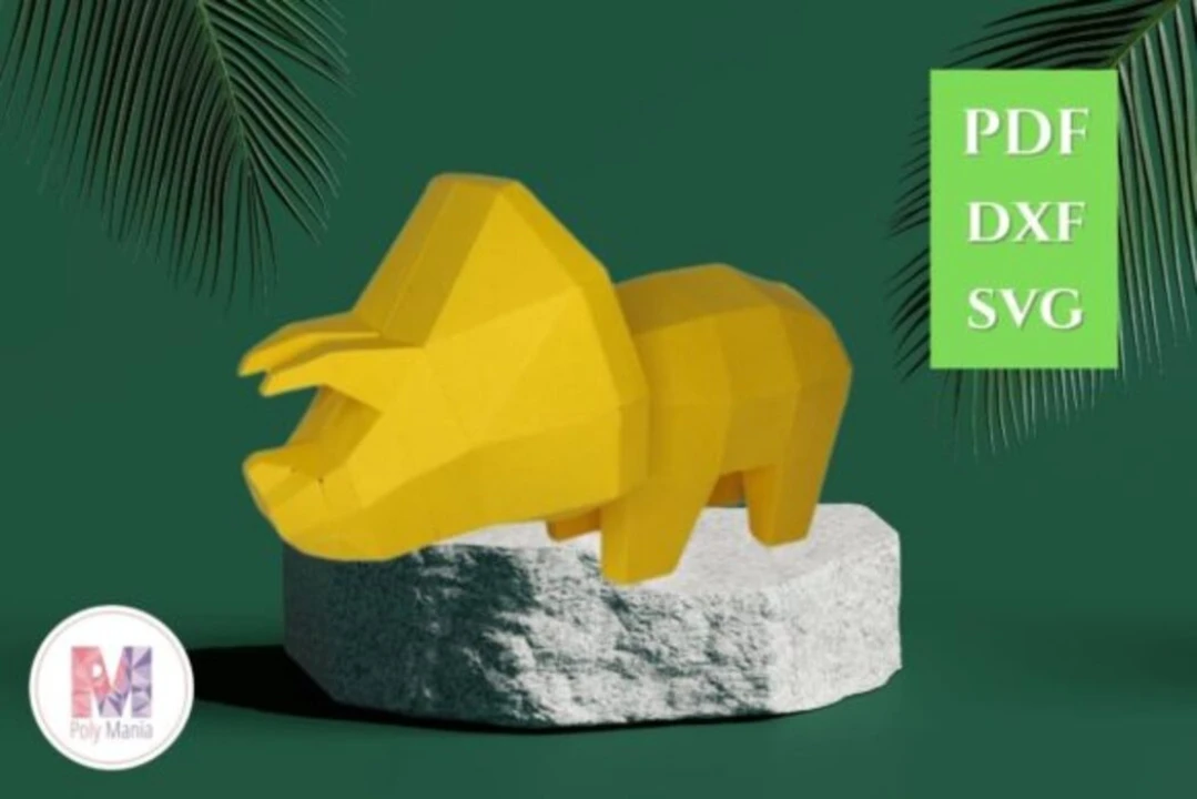 Triceratop Papercraft Template: 3D Low Poly Model (PDF, SVG, DXF)
