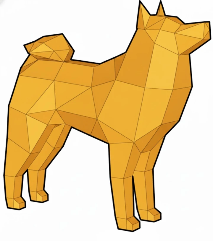 Shiba Inu Low Poly Papercraft PDF template Sculpture