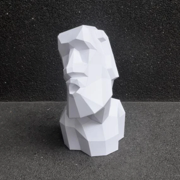 Kiss Me Moai Papercraft Template | Funny 3D Paper Model | DIY Digital Cut File