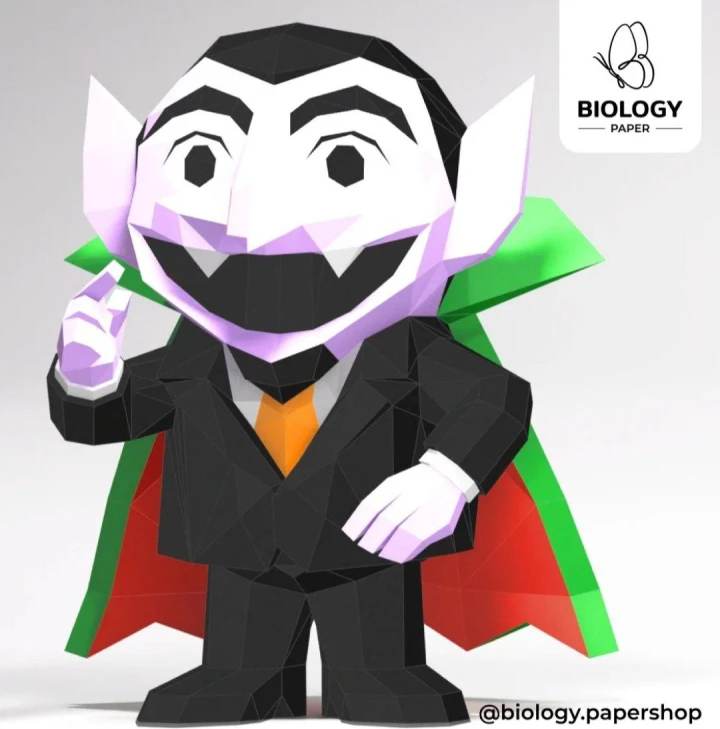 Count Von Count Low Poly Papercraft Template Pepakura PDF DIY Handmade