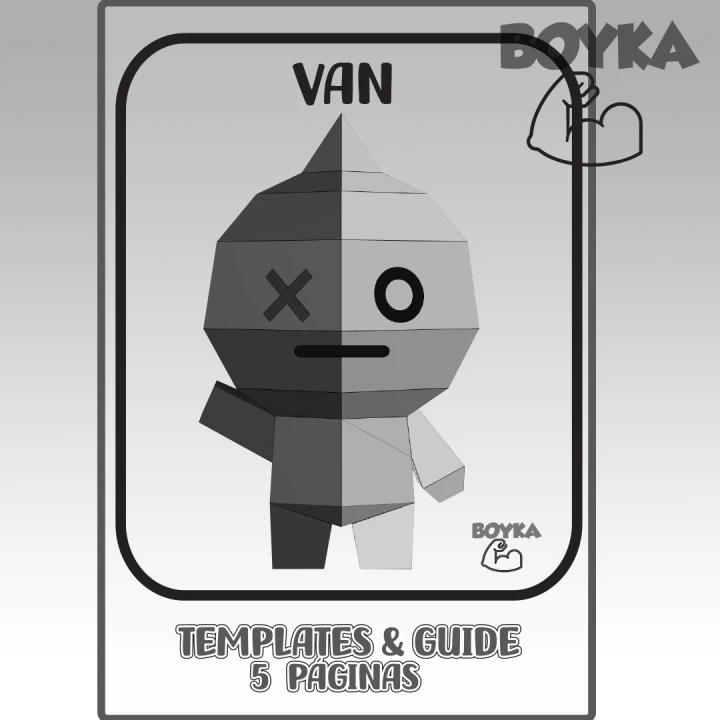 Van BTS21 - LINE FRIENDS Low Poly Papercraft Templates Gift DIY Decoration BOYKA