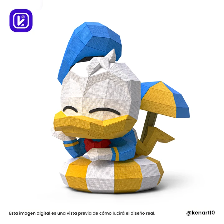 Custom design Donald Duck summer, Walt Disney Papercraft Low Poly 3d DIY Kenart10