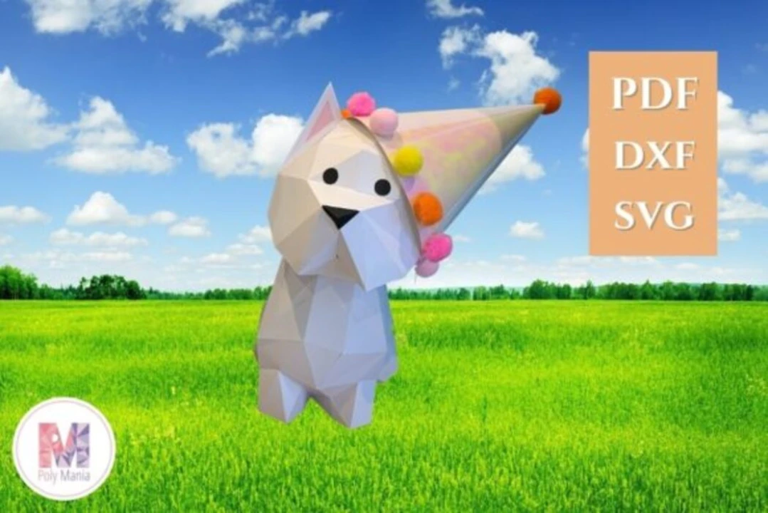 Low Poly Westie Dog Papercraft Template – DIY Pet Sculpture (Digital Download)