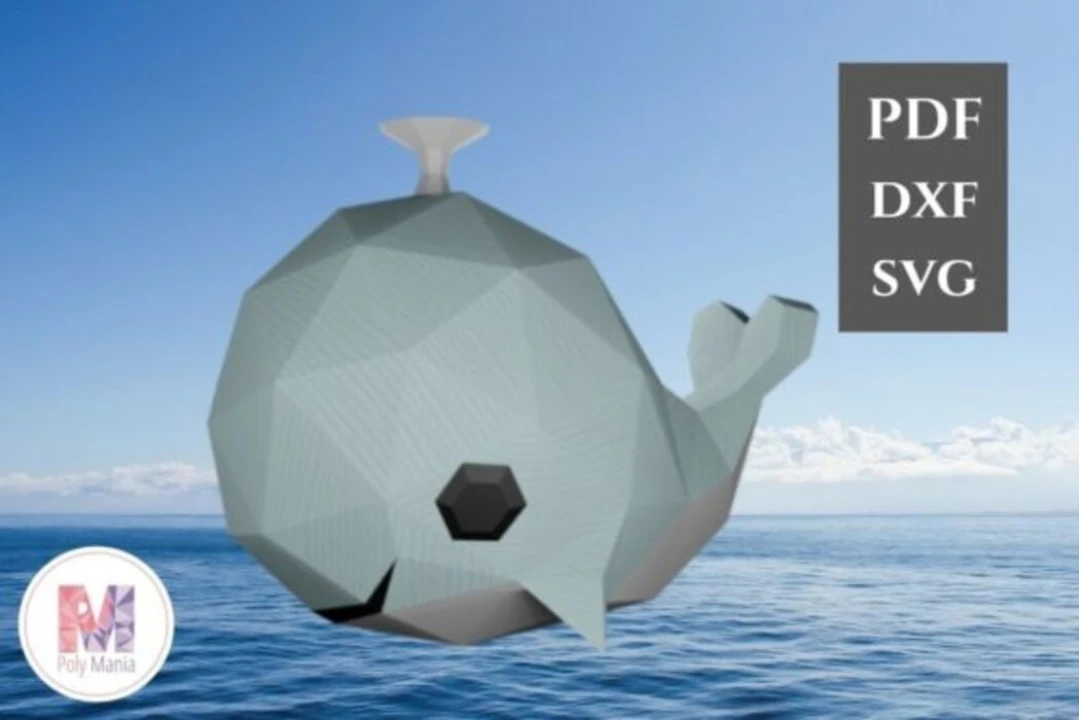 3D Whale Papercraft Template: Low Poly DIY Decor (Digital Download)