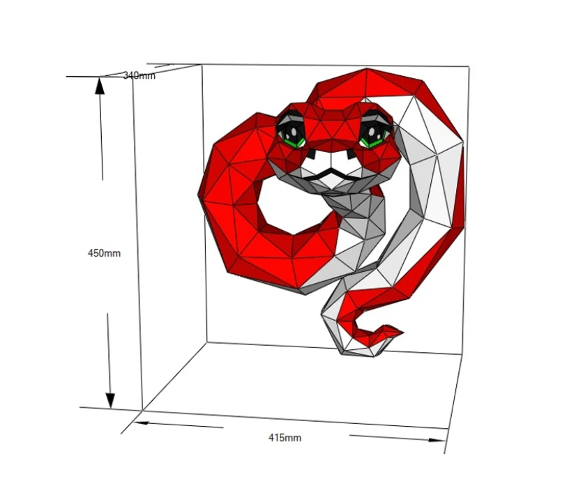 Snake Heart Papercraft Template - Low Poly, Pepakura PDF, DIY Handmade, Home Decoration, Creative Gifts Snake Heart Papercraft Template - Low Poly, Pepakura PDF, DIY Handmade, Home Decoration, Creative Gifts