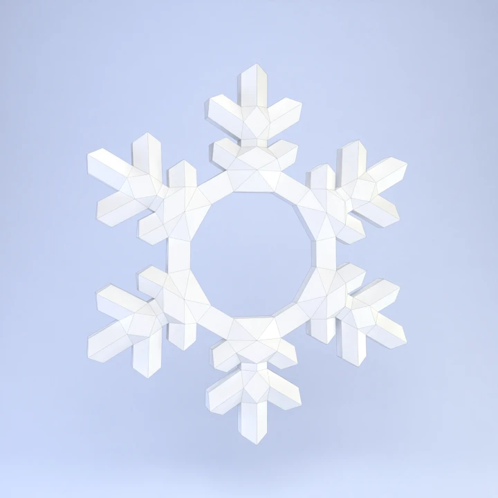 Low Poly Snowflake frame Papercraft Template | DIY 3D Low Poly Photo frame Storage | Festive Winter Decor