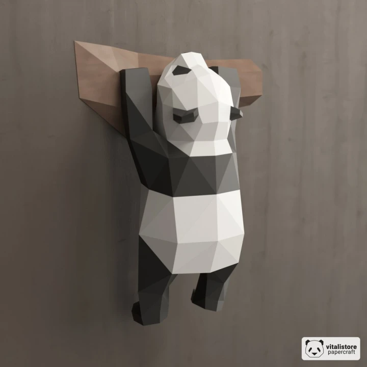 Cute Panda Papercraft, DIY Paper Sculpture, Wall Decor, Low Poly Papercraft