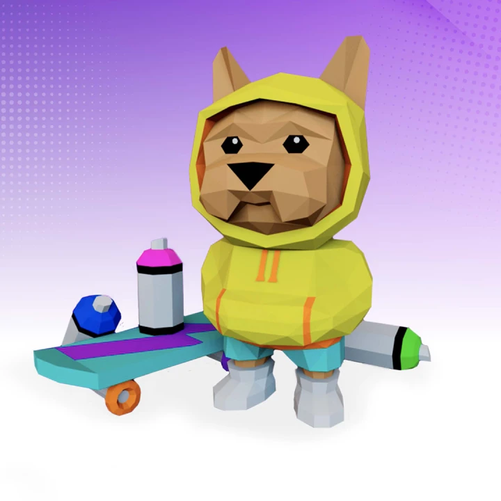 Yorkie 3D Decor Low poly Papercraft, DIY, PDF