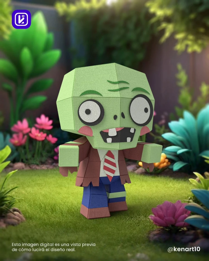 Zombie, Plants vs. Zombies, PopCap Games Papercraft Low Poly 3d DIY Kenart10 Zombie, Plants vs. Zombies, PopCap Games Papercraft Low Poly 3d DIY Kenart10